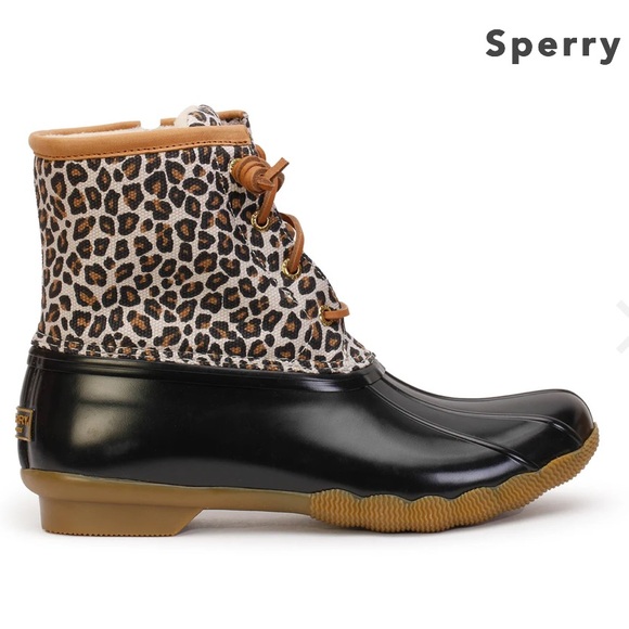 Sperry WOMEN'S SALTWATER WATERPROOF Leopard DUCK BOOT - Sz. 10 - Picture 2 of 12